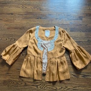 Tracy Reese bell sleeve peplum jacket 100 percent silk beaded